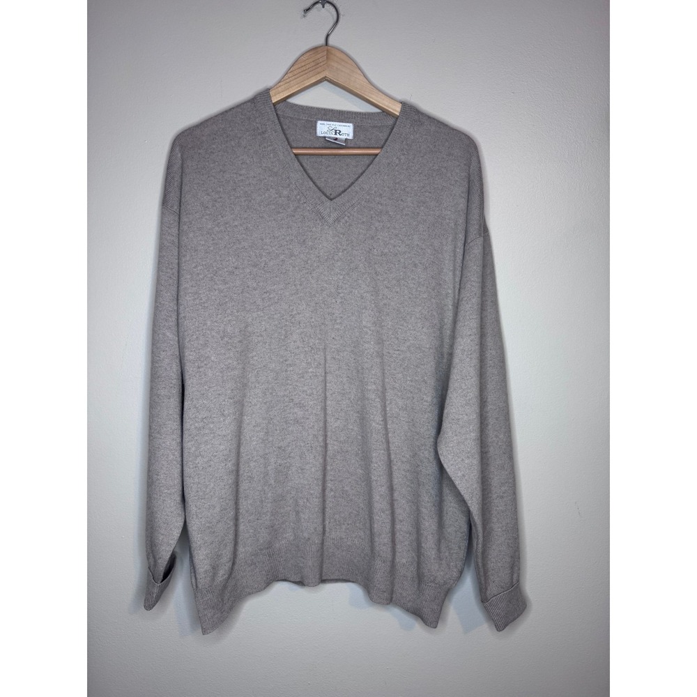 Louis Roth 100% Cashmere V‎ Neck Sweater XL Beige
